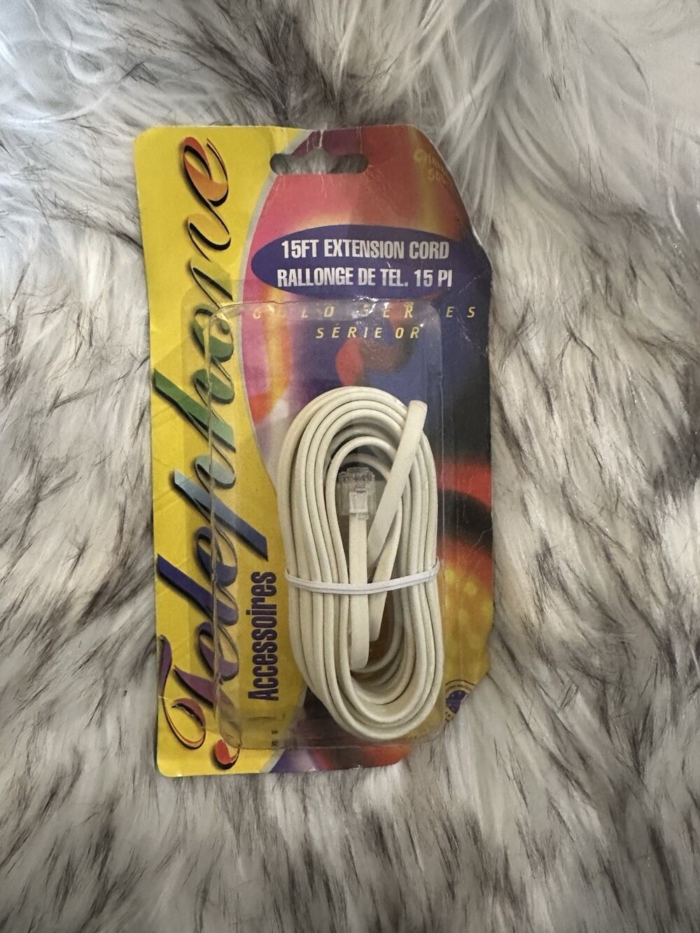 Chateau 15ft White RJ-11 to RJ-11 Telephone Extension Cord Universal 1:1